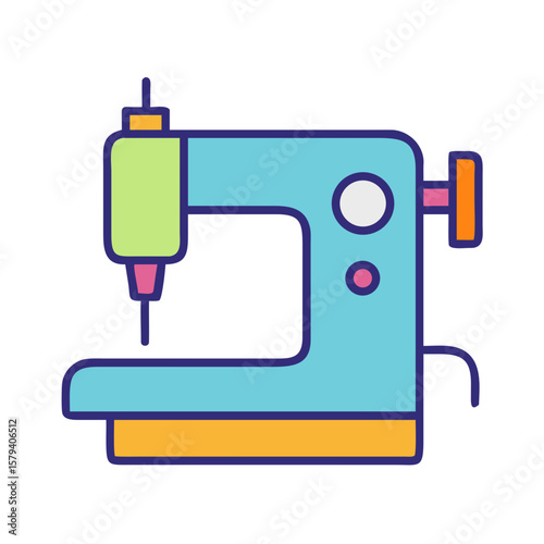 Colorful sewing machine illustration with minimalist design  