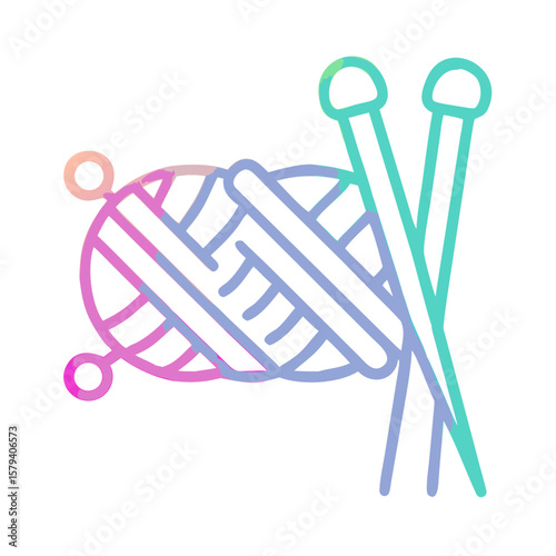 Yarn ball and knitting needles in pastel colors for crafting  