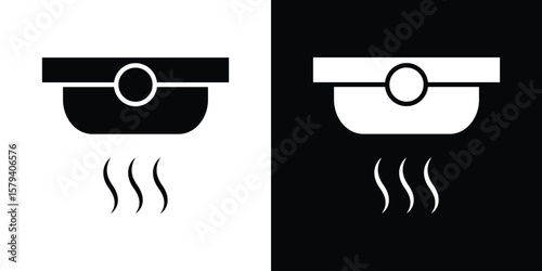 Smoke detector icon vector glyph pack. Black silhouette icons.