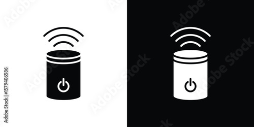 Smart speaker icon vector glyph pack. Black silhouette icons.
