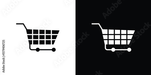 Shopping cart icon vector glyph pack. Black silhouette icons.