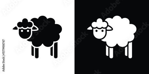 Sheep icon vector glyph pack. Black silhouette icons.