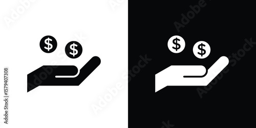 Revenue icon vector glyph pack. Black silhouette icons.