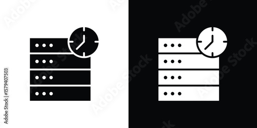 Real time data icon vector glyph pack. Black silhouette icons.