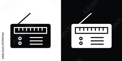 Radio icon vector glyph pack. Black silhouette icons.