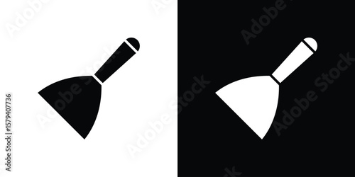 Putty knife icon vector glyph pack. Black silhouette icons.
