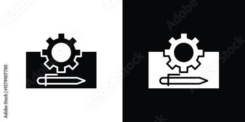 Prototyping icon vector glyph pack. Black silhouette icons.