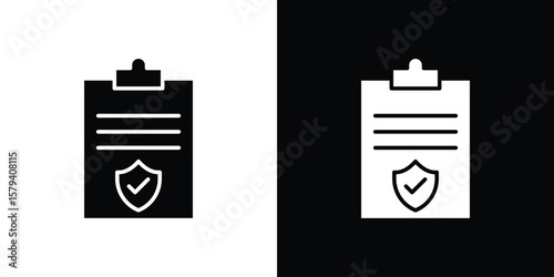Policy icon vector glyph pack. Black silhouette icons.