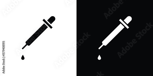 Pipette icon vector glyph pack. Black silhouette icons.