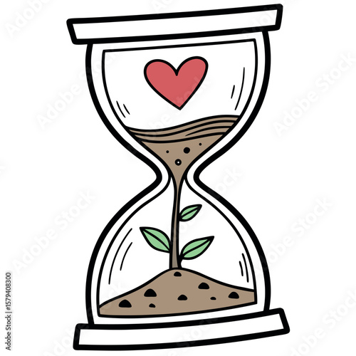 Hourglass Symbolizing Love and Growth Over Time