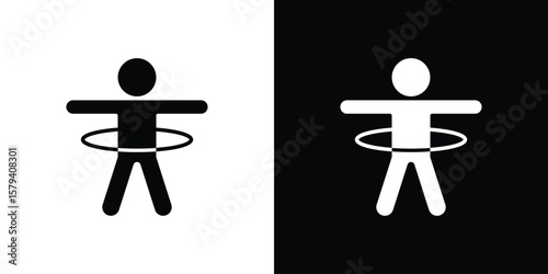 People Hula hop icon vector glyph pack. Black silhouette icons.