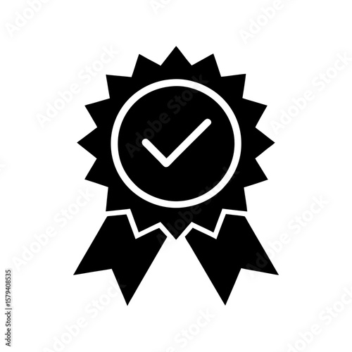 quality icon certified check mark ribbon label vector art