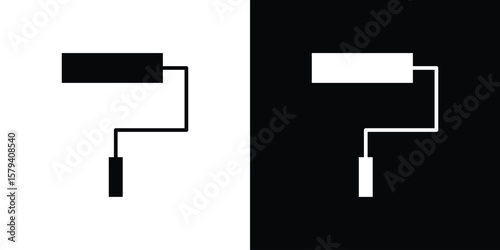 Paint roller icon vector glyph pack. Black silhouette icons.