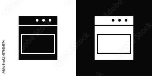 Oven icon vector glyph pack. Black silhouette icons.