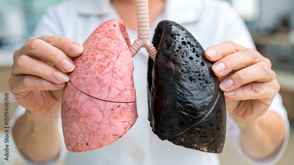 custom made wallpaper toronto digitalA stark comparison of healthy and damaged lungs held by a doctor, highlighting the devastating effects of smoking and the importance of respiratory health