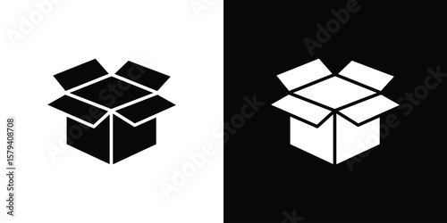 Open box icon vector glyph pack. Black silhouette icons.
