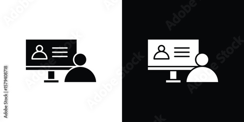 Online course icon vector glyph pack. Black silhouette icons.