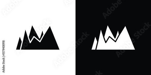 Mountain icon vector glyph pack. Black silhouette icons.