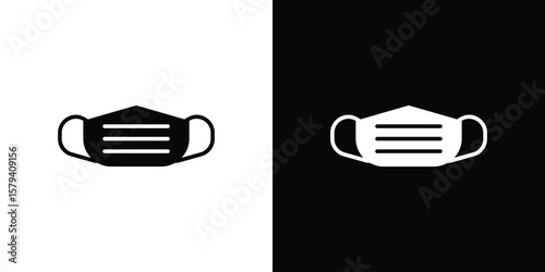 Medical mask icon vector glyph pack. Black silhouette icons.