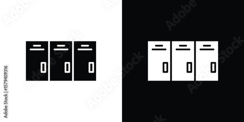 Locker icon vector glyph pack. Black silhouette icons.
