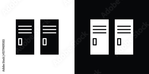 Locker icon vector glyph pack. Black silhouette icons.