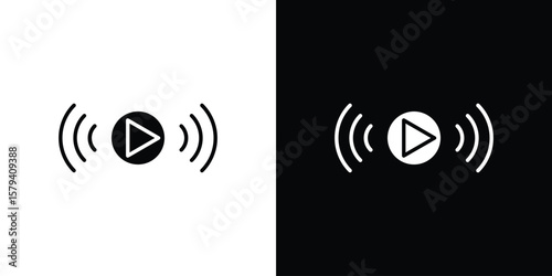 Livestream icon vector glyph pack. Black silhouette icons.