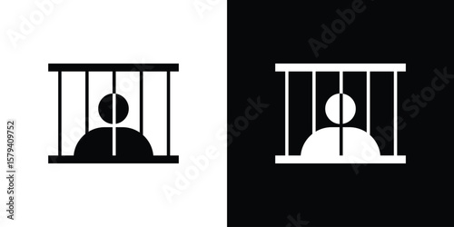 Jail icon vector glyph pack. Black silhouette icons.
