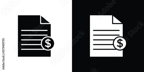 Invoice icon vector glyph pack. Black silhouette icons.