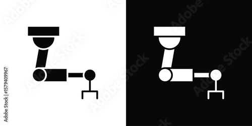 Industrial robot icon vector glyph pack. Black silhouette icons.