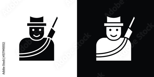 Hunter icon vector glyph pack. Black silhouette icons.
