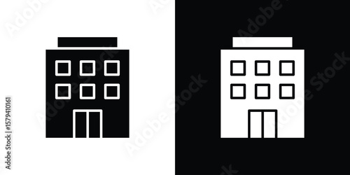 hotel icon vector glyph pack. Black silhouette icons.