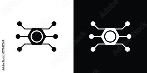 Hub icon vector glyph pack. Black silhouette icons.