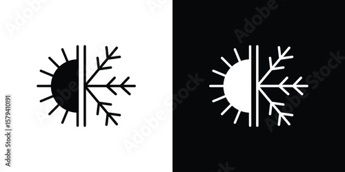 Hot and cold icon vector glyph pack. Black silhouette icons.