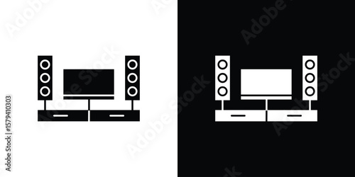 Home cinema icon vector glyph pack. Black silhouette icons.