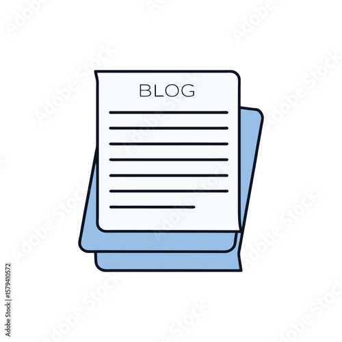 Vector art of a blog post document stacked on paper isolated on white background