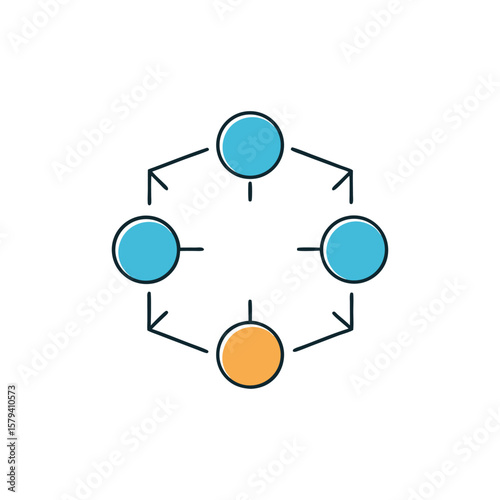 Vector art of a network diagram with interconnected nodes isolated on white background