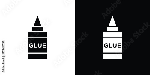 Glue icon vector glyph pack. Black silhouette icons.