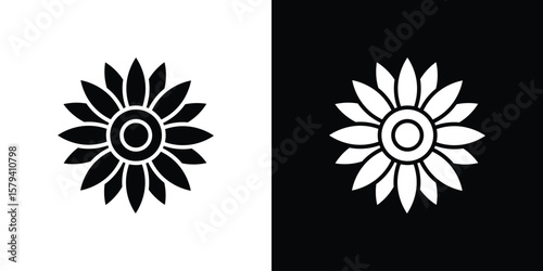 Gerbera icon vector glyph pack. Black silhouette icons.