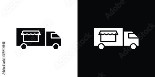 Food truck icon vector glyph pack. Black silhouette icons.