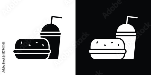 Fast food icon vector glyph pack. Black silhouette icons.