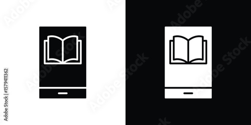 Ebook icon vector glyph pack. Black silhouette icons.