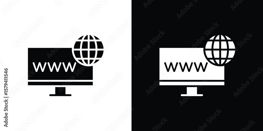 Εκτύπωση καμβά Domain icon vector glyph pack. Black silhouette icons.