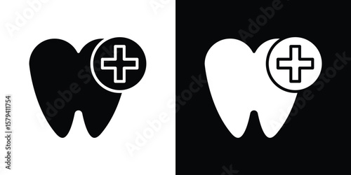 Dental insurance icon vector glyph pack. Black silhouette icons.