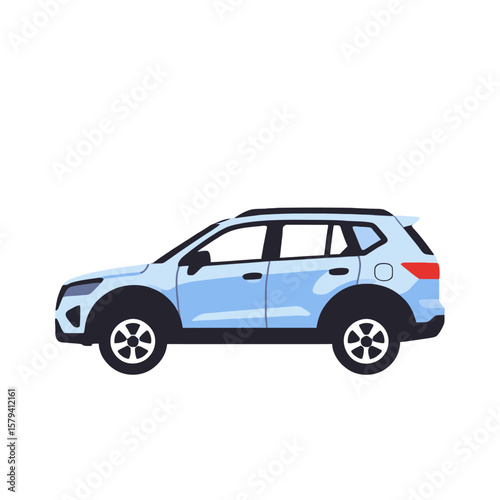 Light Blue SUV Illustration-Modern Car Design-Automotive Vehicle-Transportation Icon-Family SUV-Off Roading-Compact SUV-Car Drawing-Stylish Car-Vehicle Art
