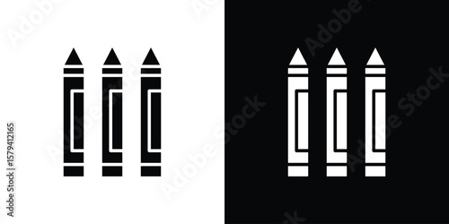 Crayon icon vector glyph pack. Black silhouette icons.