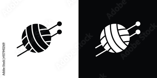 Crochet icon vector glyph pack. Black silhouette icons.