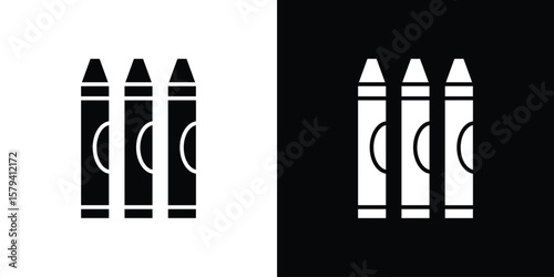 Crayon icon vector glyph pack. Black silhouette icons.