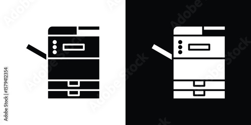 Copier icon vector glyph pack. Black silhouette icons.