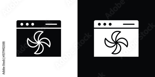Convection turbofan stove icon vector glyph pack. Black silhouette icons.