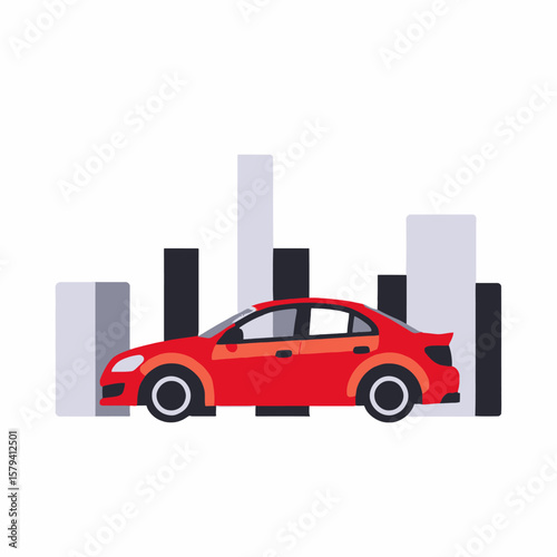 Red Car Illustration- Automotive Industry- Car Sales Statistics- Vehicle Market Trends- Car Performance Analysis- Transportation Data Visualization